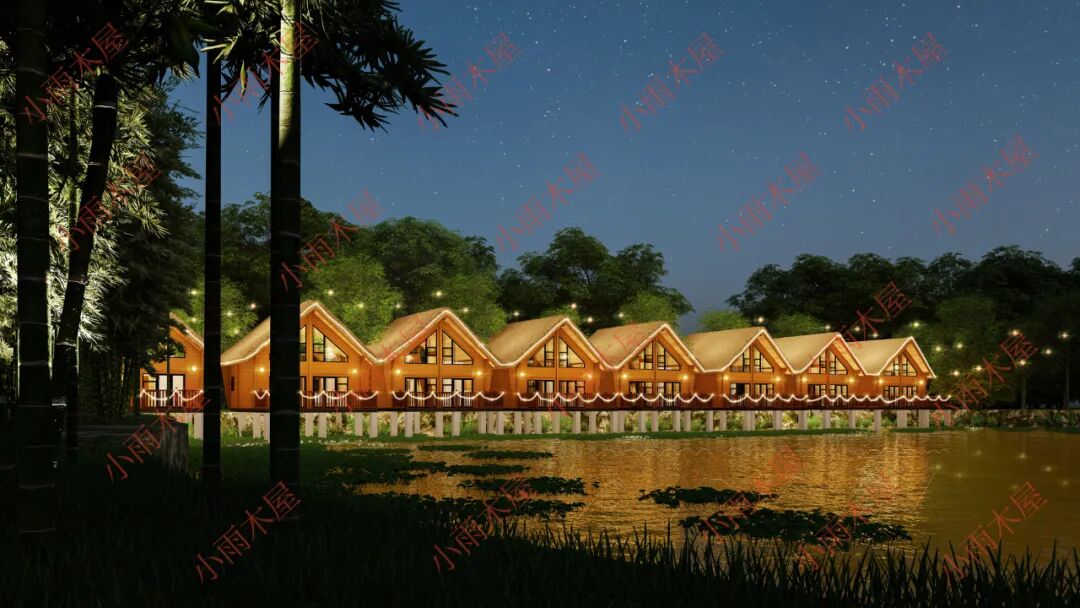 小雨木屋批量井干式木屋加工中-3