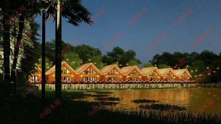 小雨木屋批量井干式木屋加工中-3