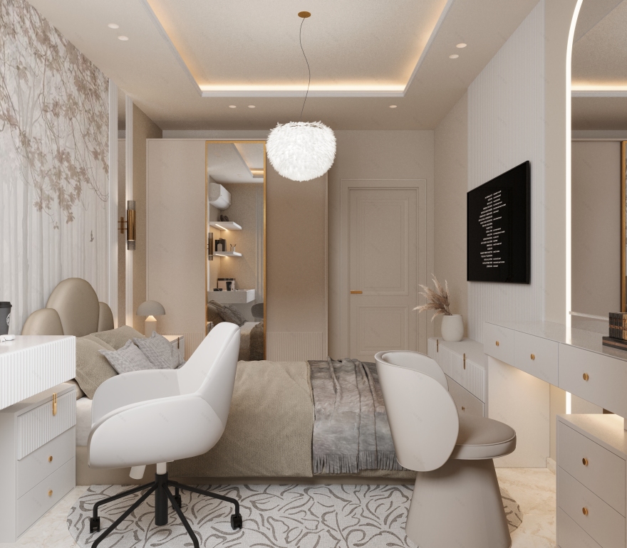 女孩卧室3D可视化设计-8