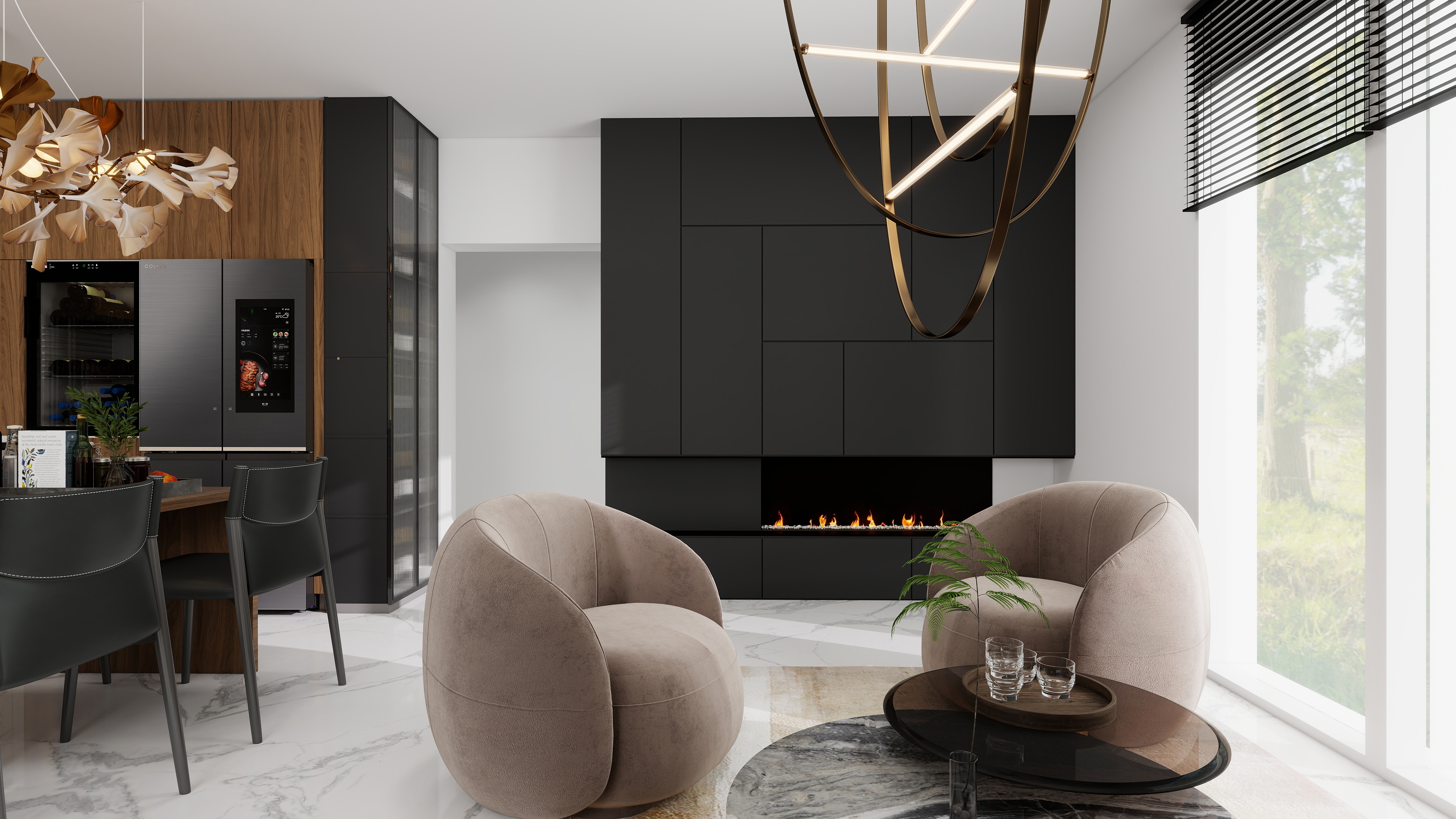 Modern Living Room & Kitchen | Interior Visualization-0