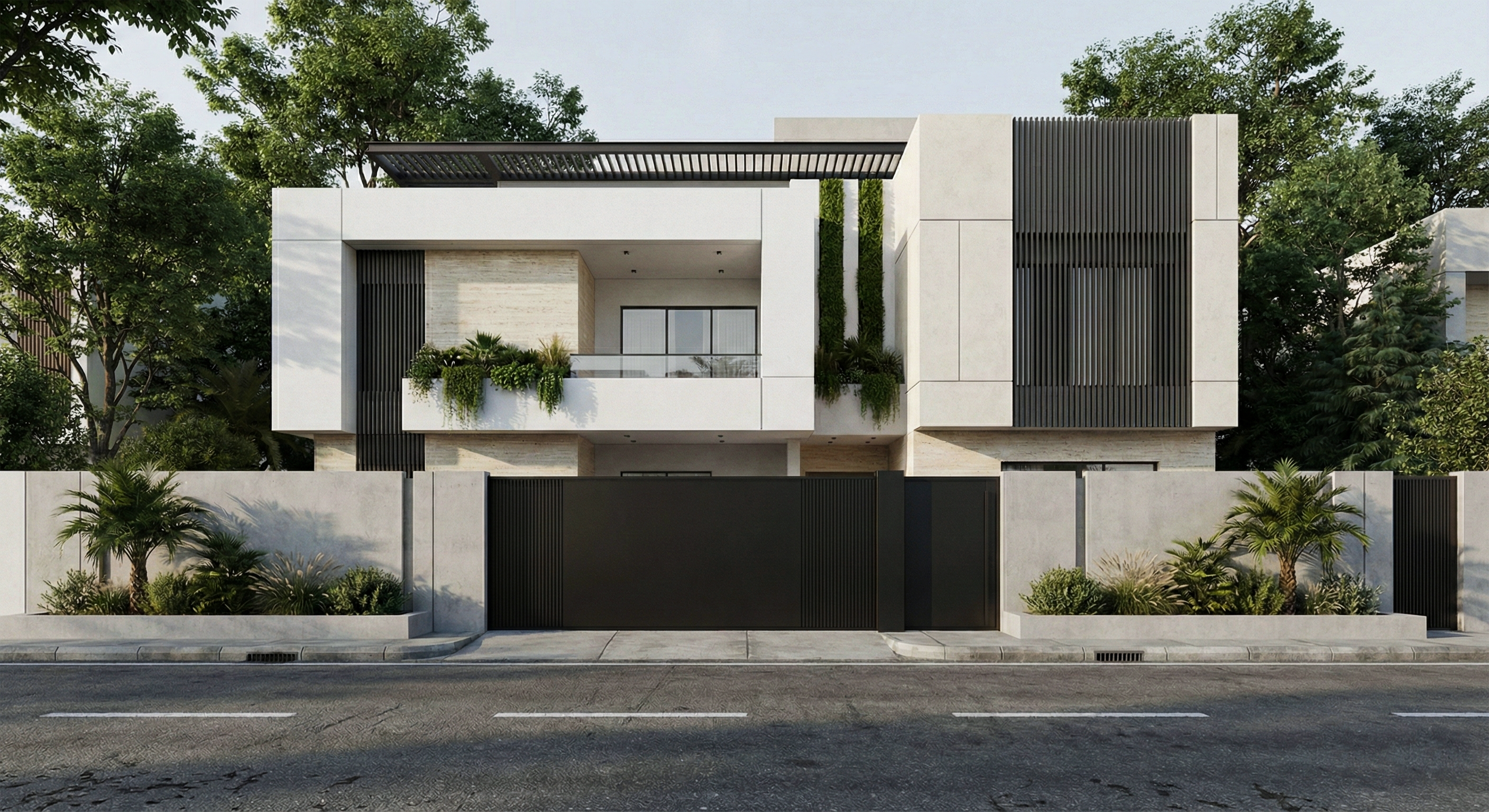 White Line | Modern Minimal Villa Exterior Design-10