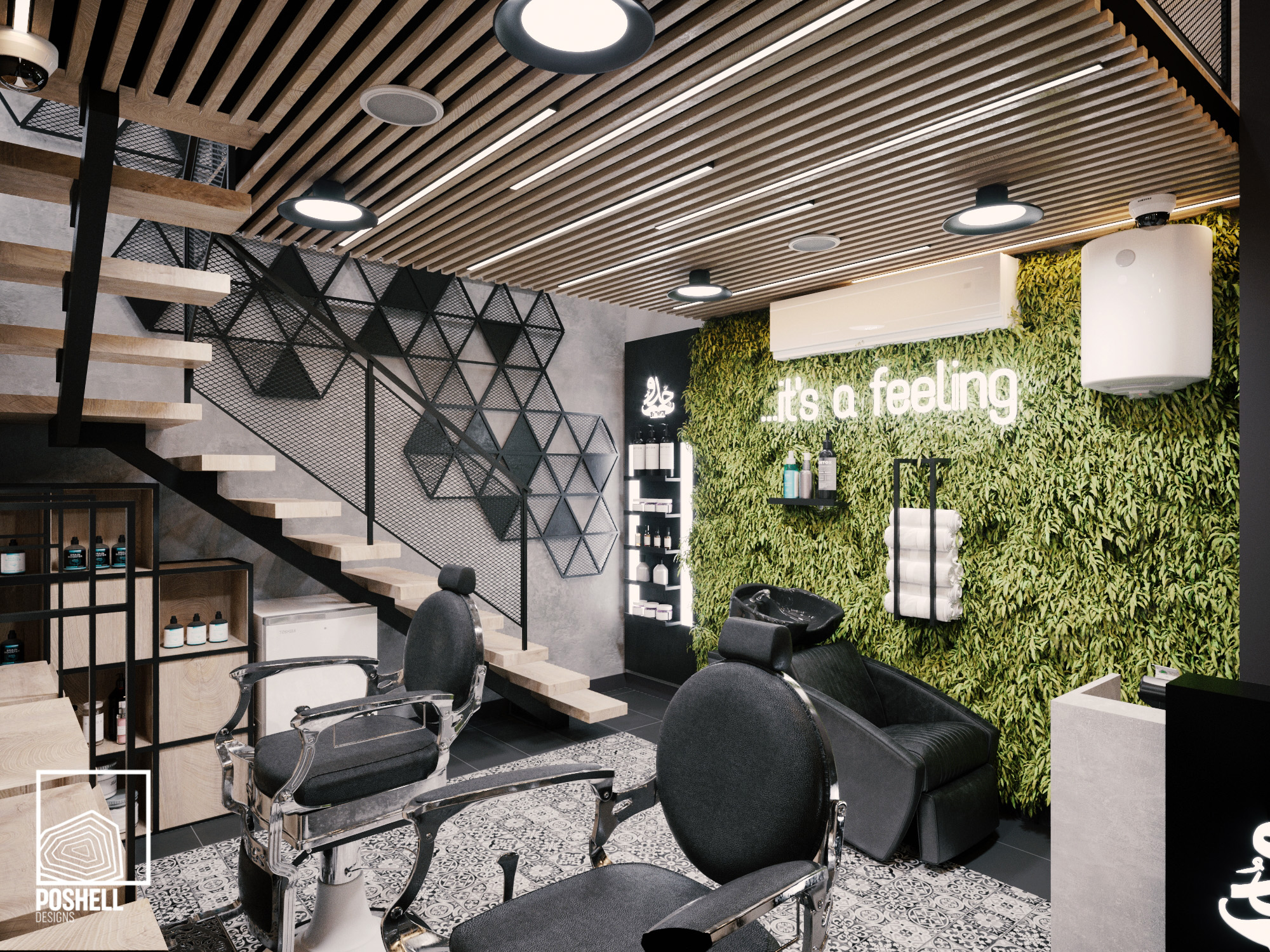 理发店设计 商业丨EgyptCairo丨Poshell Designs-9