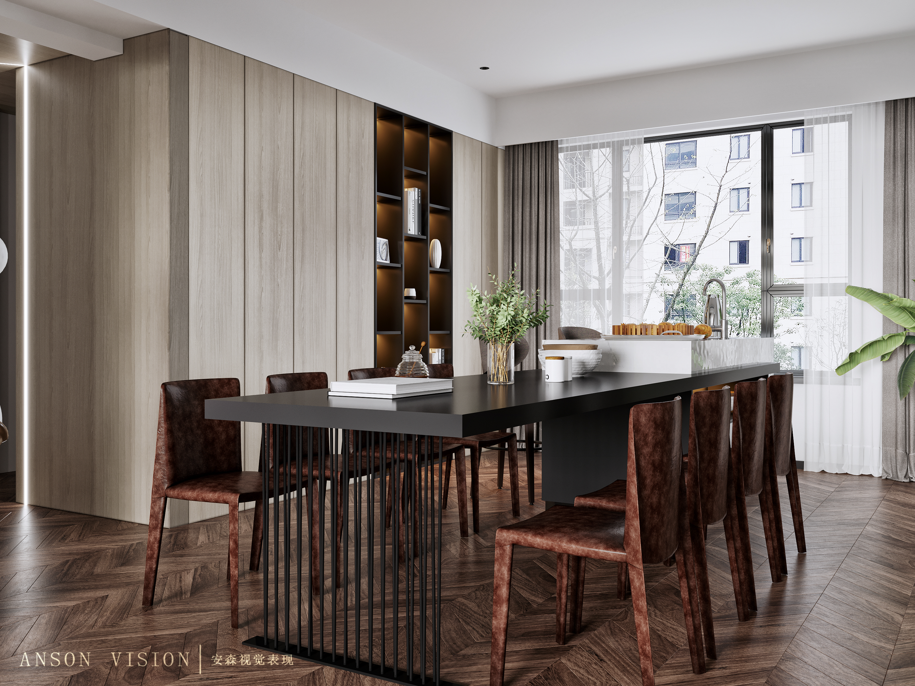 现代蜕变 | Anson 的 3DMAX 客餐厅设计-7