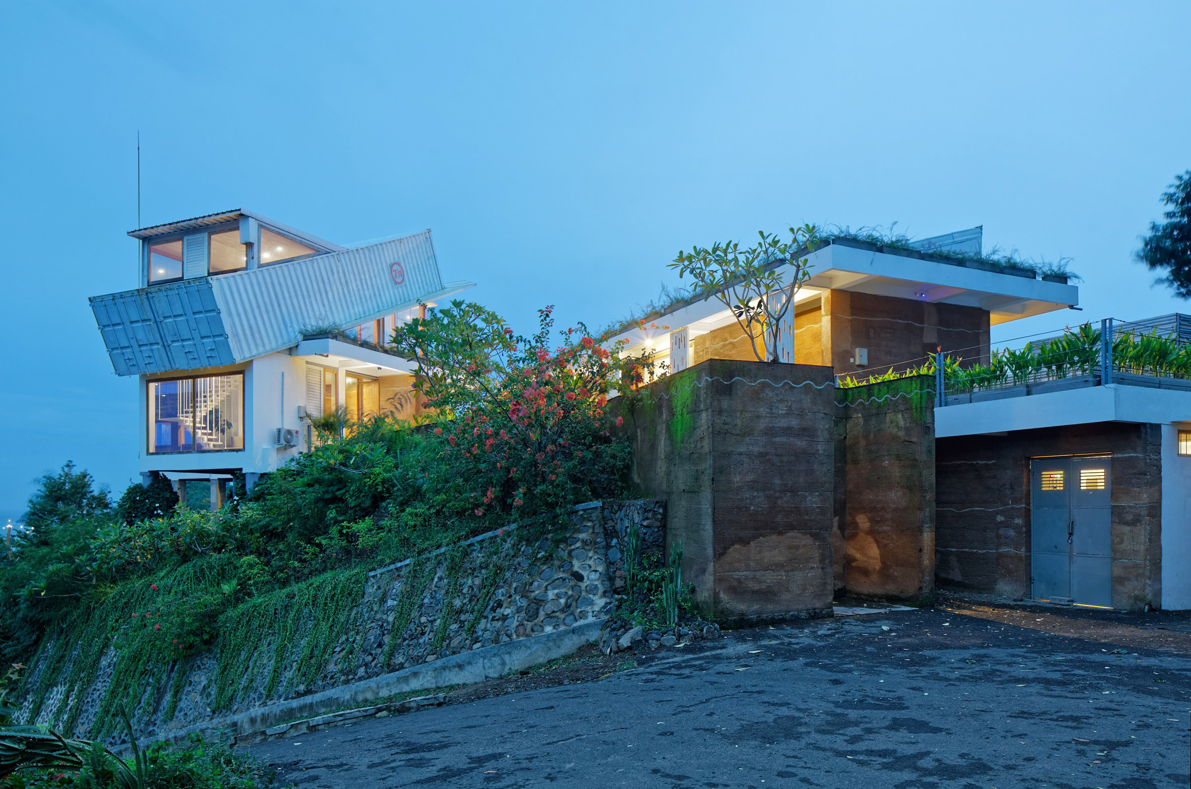 Budi Pradono tops hillside house in Lombok with tilted shipping container-2