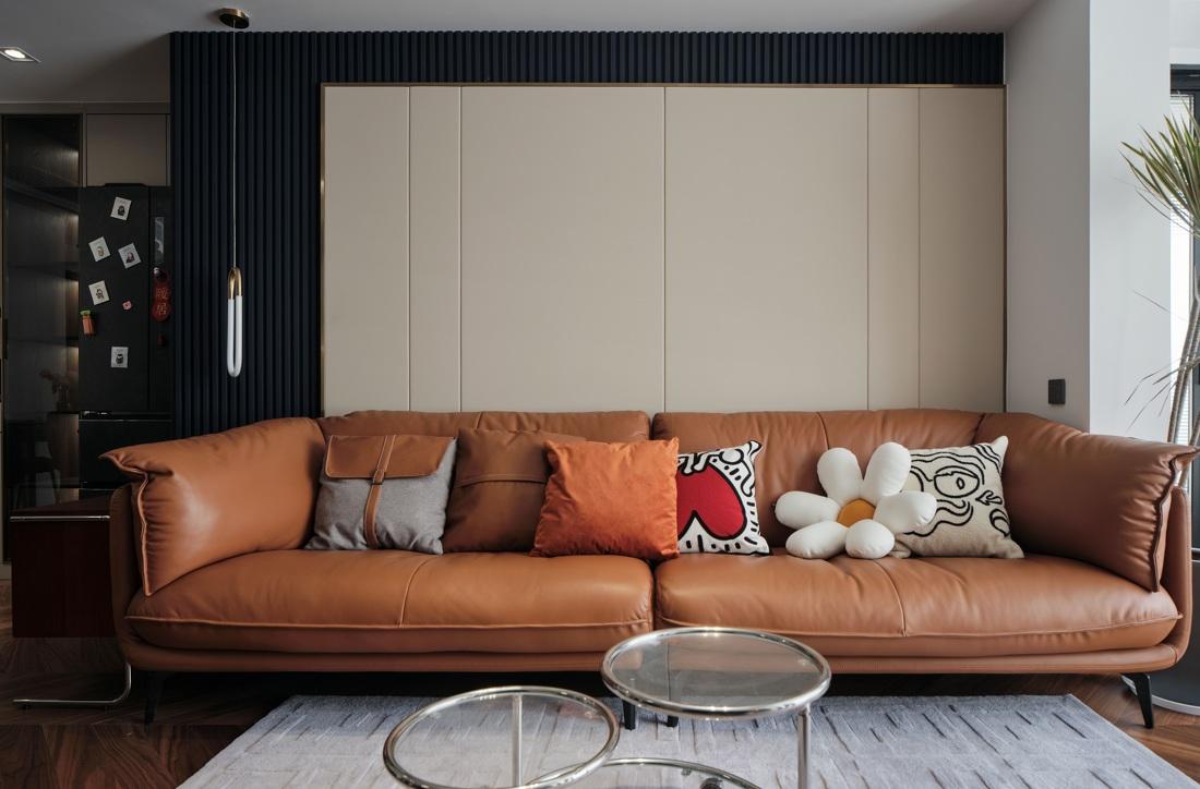 黛蓝与橙时尚个性舒适空间设计-4