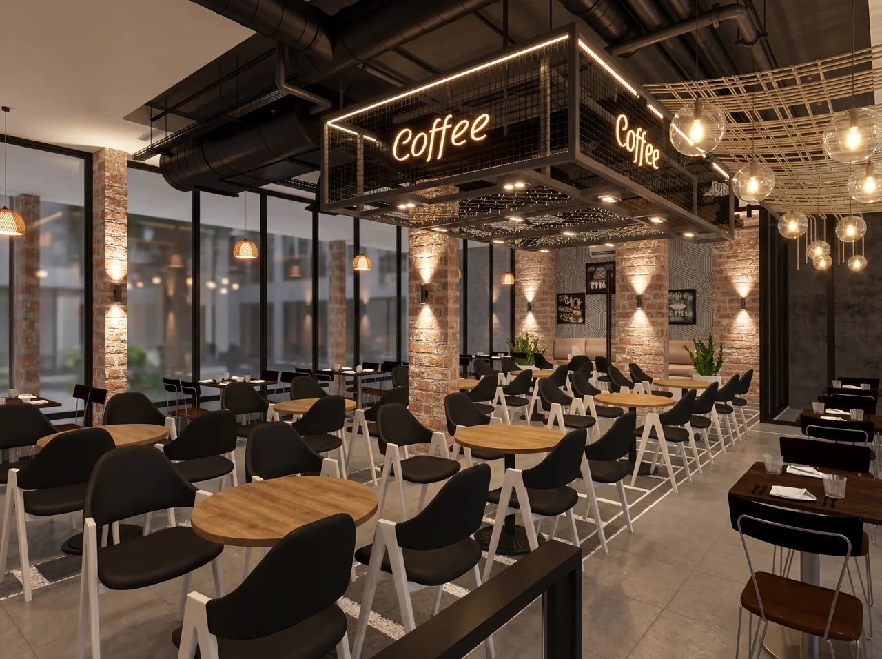Contemporary Café Interior Design – Industrial Warmth-4