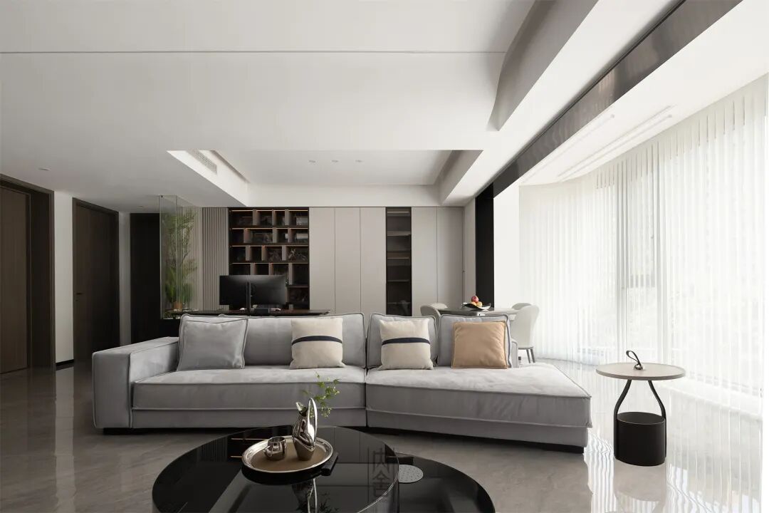 内舍软装丨198㎡意式格雷风，色系冷淡但不代表家没温度！-12