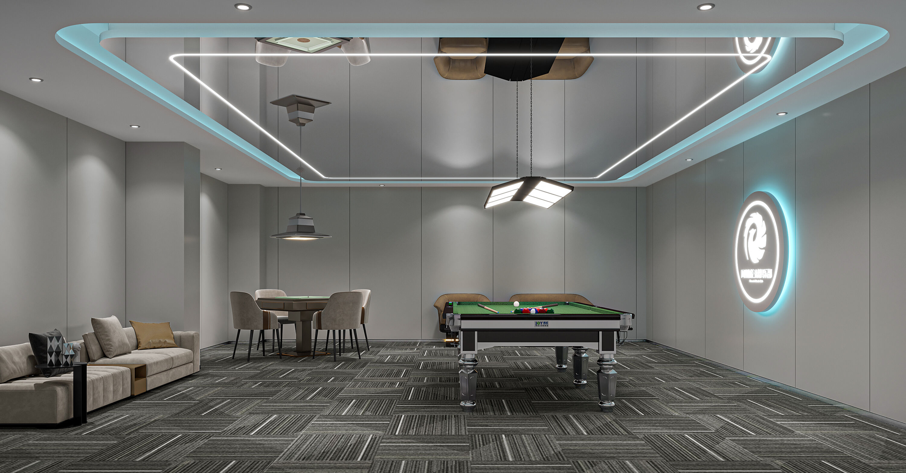 台球俱乐部·桌球馆·棋牌室设计-8
