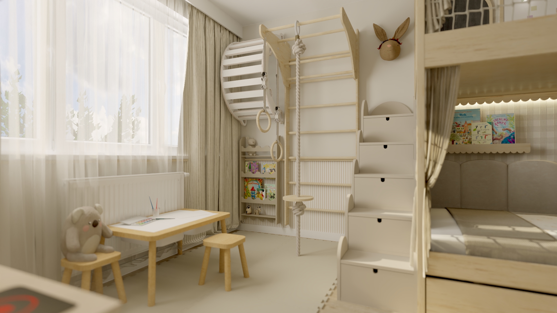 Pokój Zosi z antresolą w wersji beżowej | Wrocław-5