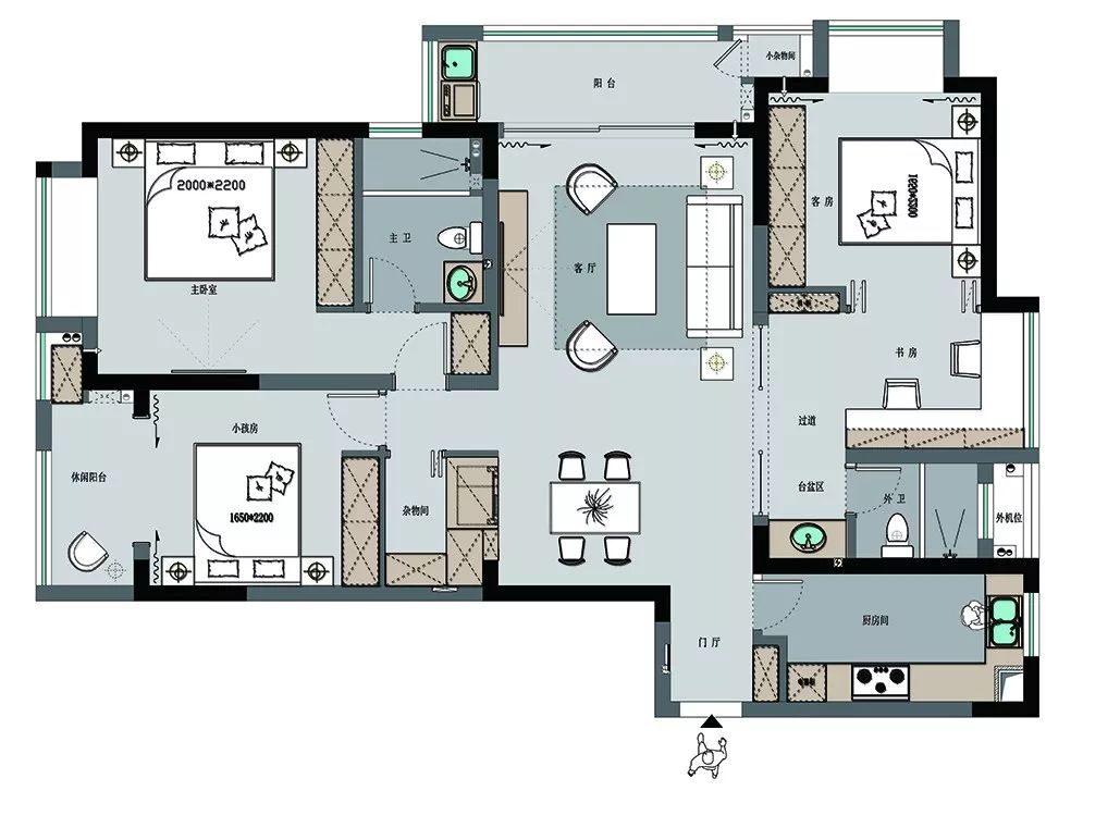 花漾轻奢美式,兼顾功能与美感的 140㎡四口之家-8