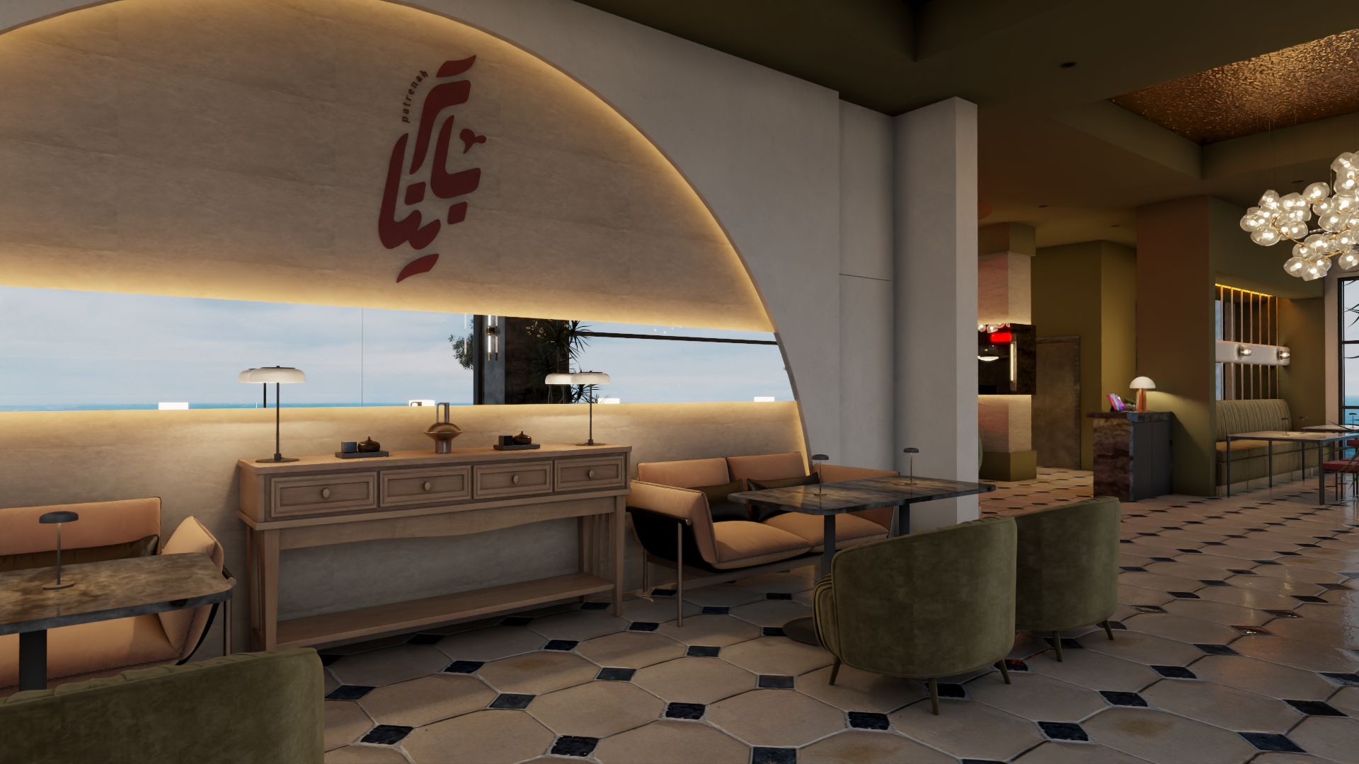 餐厅和水烟休闲室室内设计丨沙特阿拉伯-29