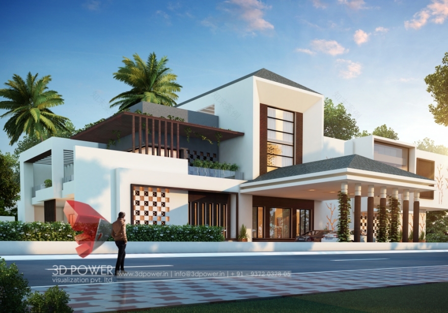 bungalow architectural rendering top 3d walkthrough rendering-12