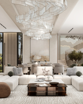 沙特阿拉伯家庭客厅与餐厅设计丨Alaa Arafa