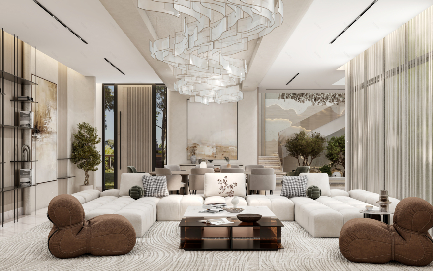 沙特阿拉伯家庭客厅与餐厅设计丨Alaa Arafa-24