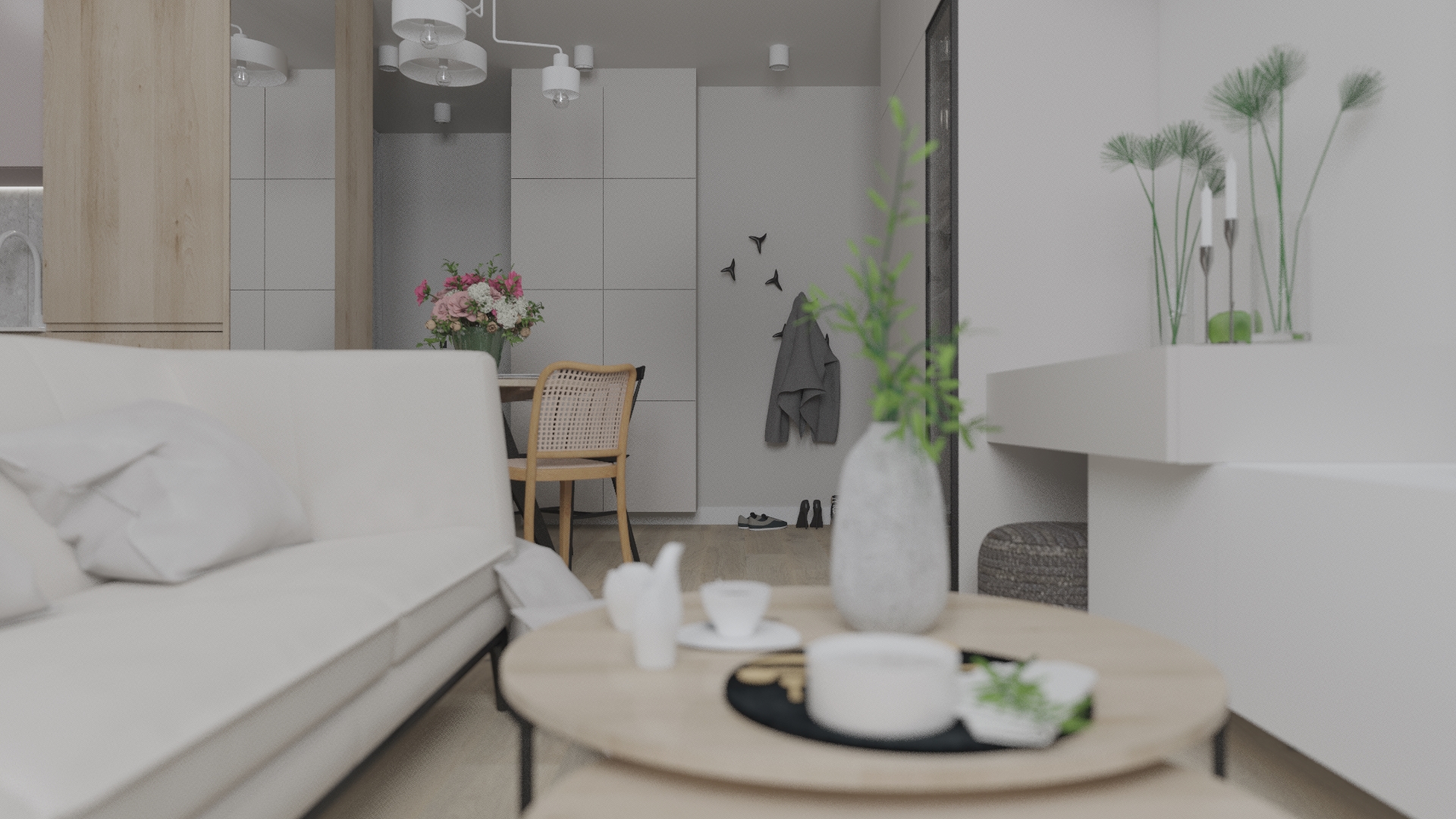 Projekt strefy dziennej mieszkania w Bochni-2