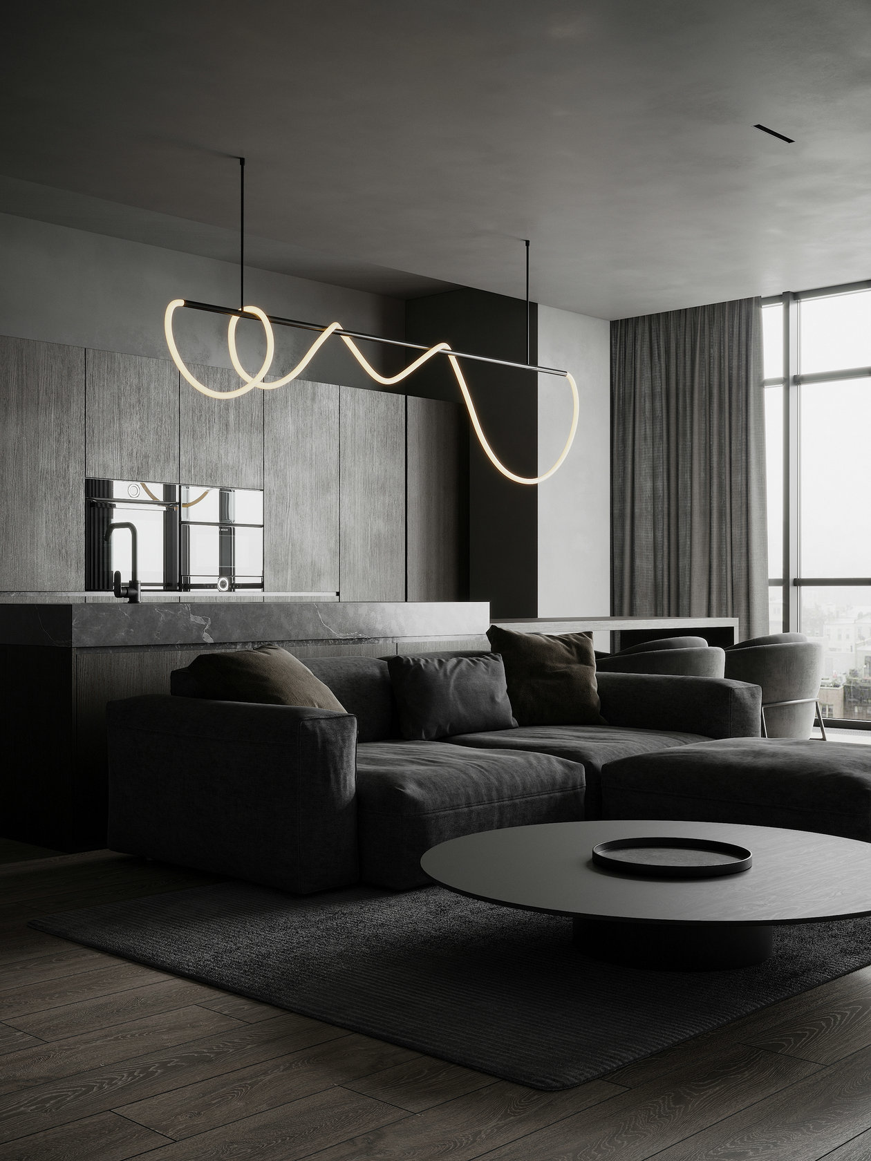 黑色系小空间公寓设计 超有设计感！-3