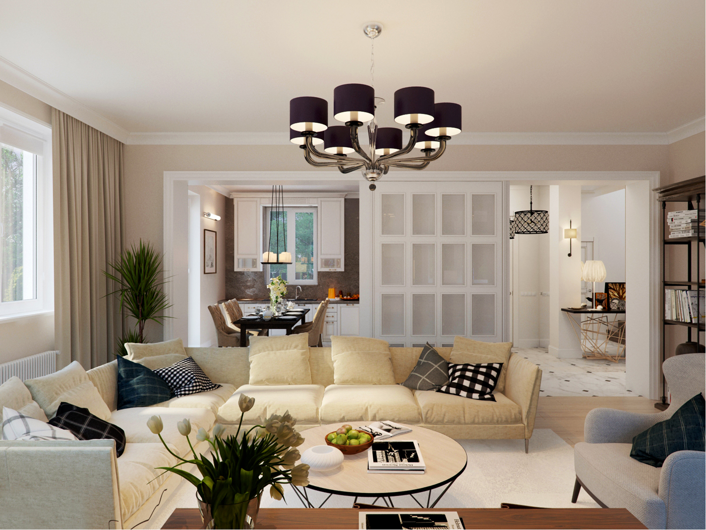 The interiors of the country house of 300 m  in American style Alexandra Fedorova-13