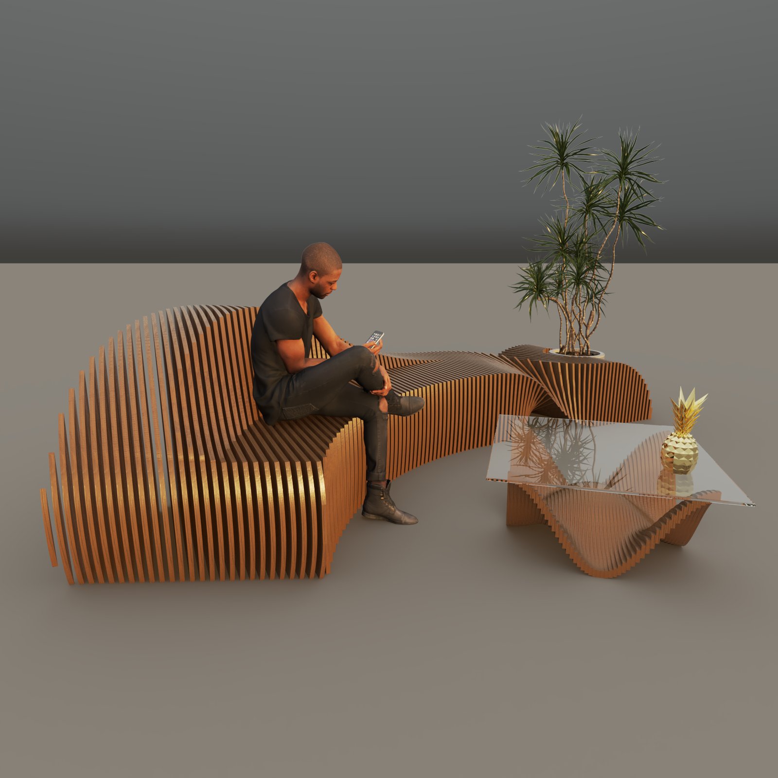 Sofá y mesa paramétricos.-3