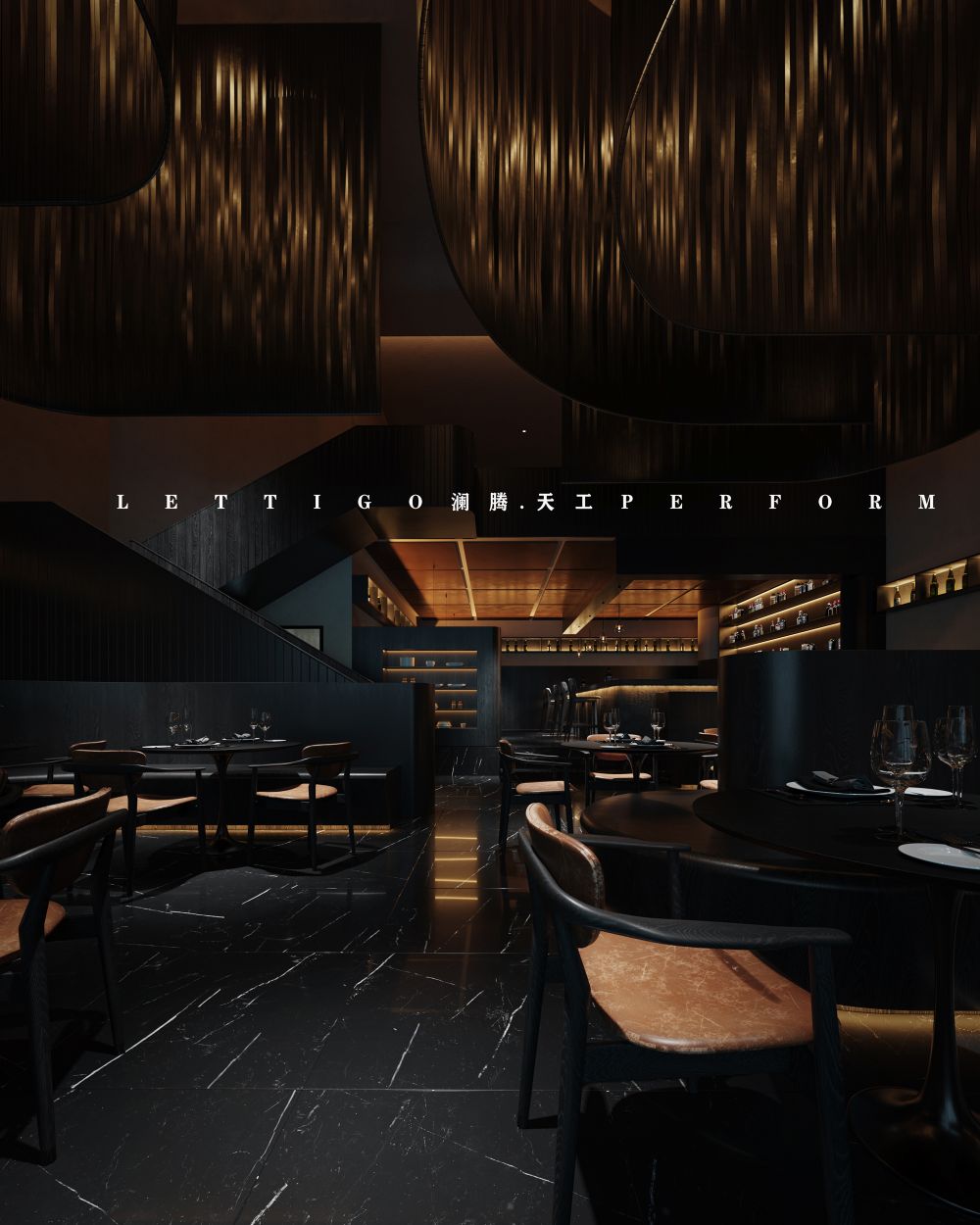 充满高端商务范的暗黑调西餐厅-3