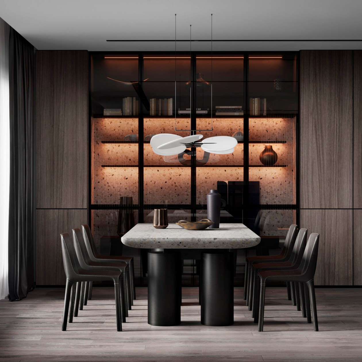 木材、水磨石打造 高级客餐厅空间！-15