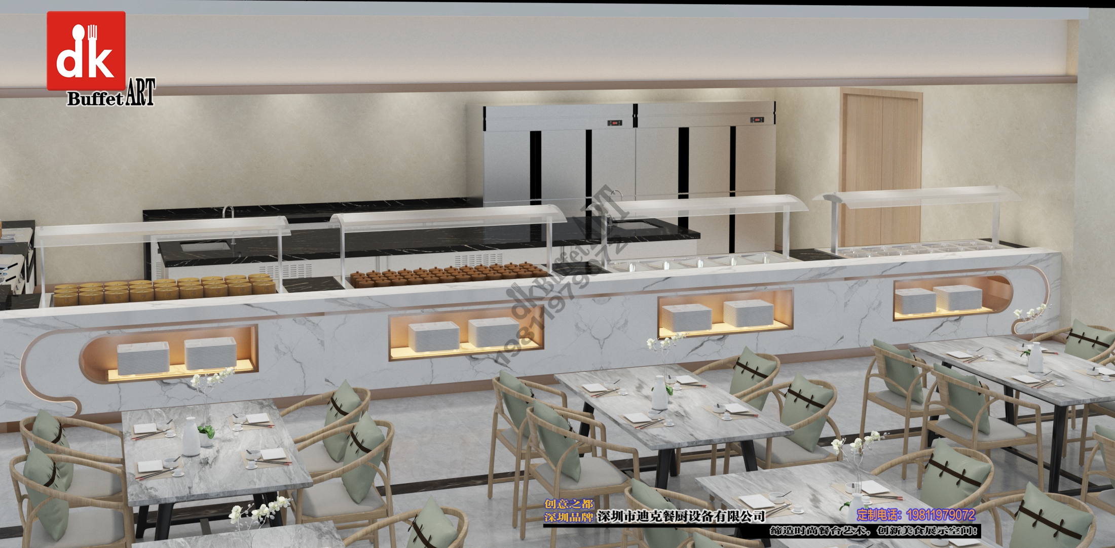 社区食堂餐厅自助餐台设计图-1