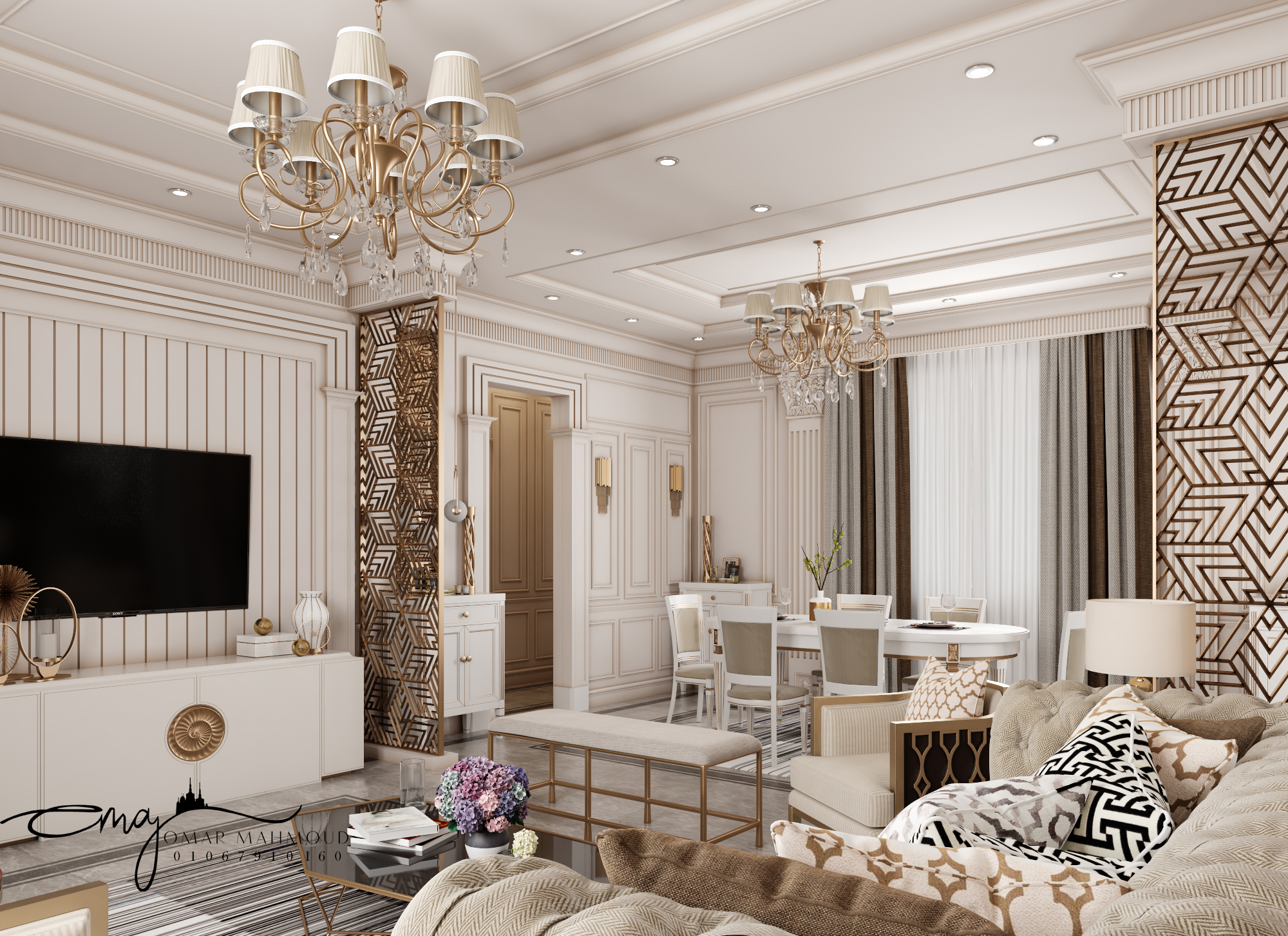 new classic interior design house 120m-3