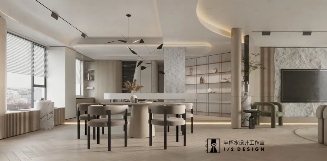 宁波融创慈澜府法式极简风室内设计丨中国宁波丨半杯水设计工作室-40