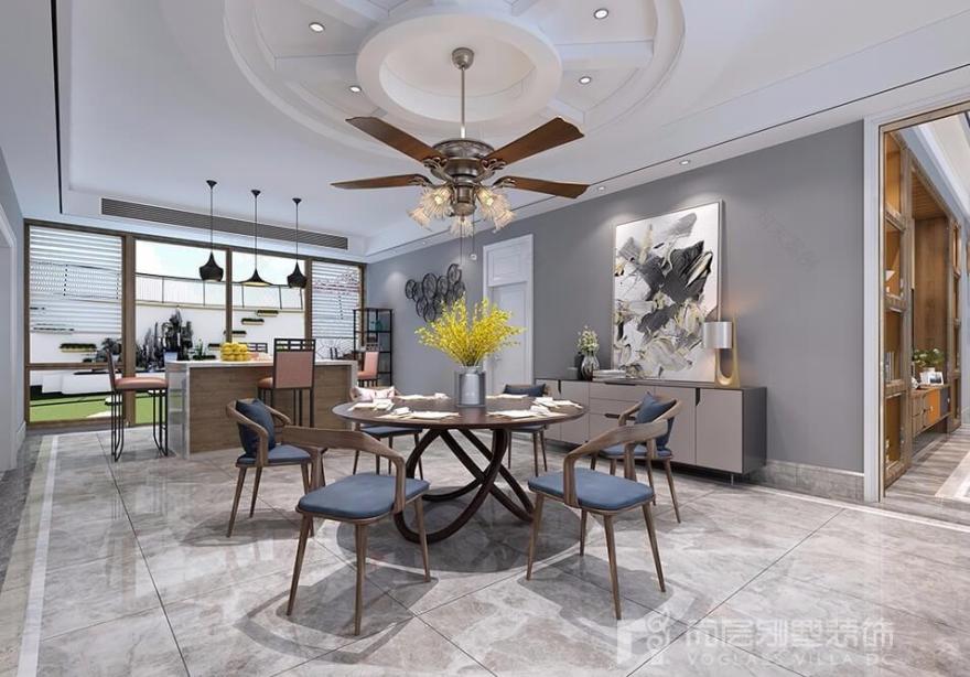 时尚灰调园林庭院,书柜沙发共筑惬意生活-7