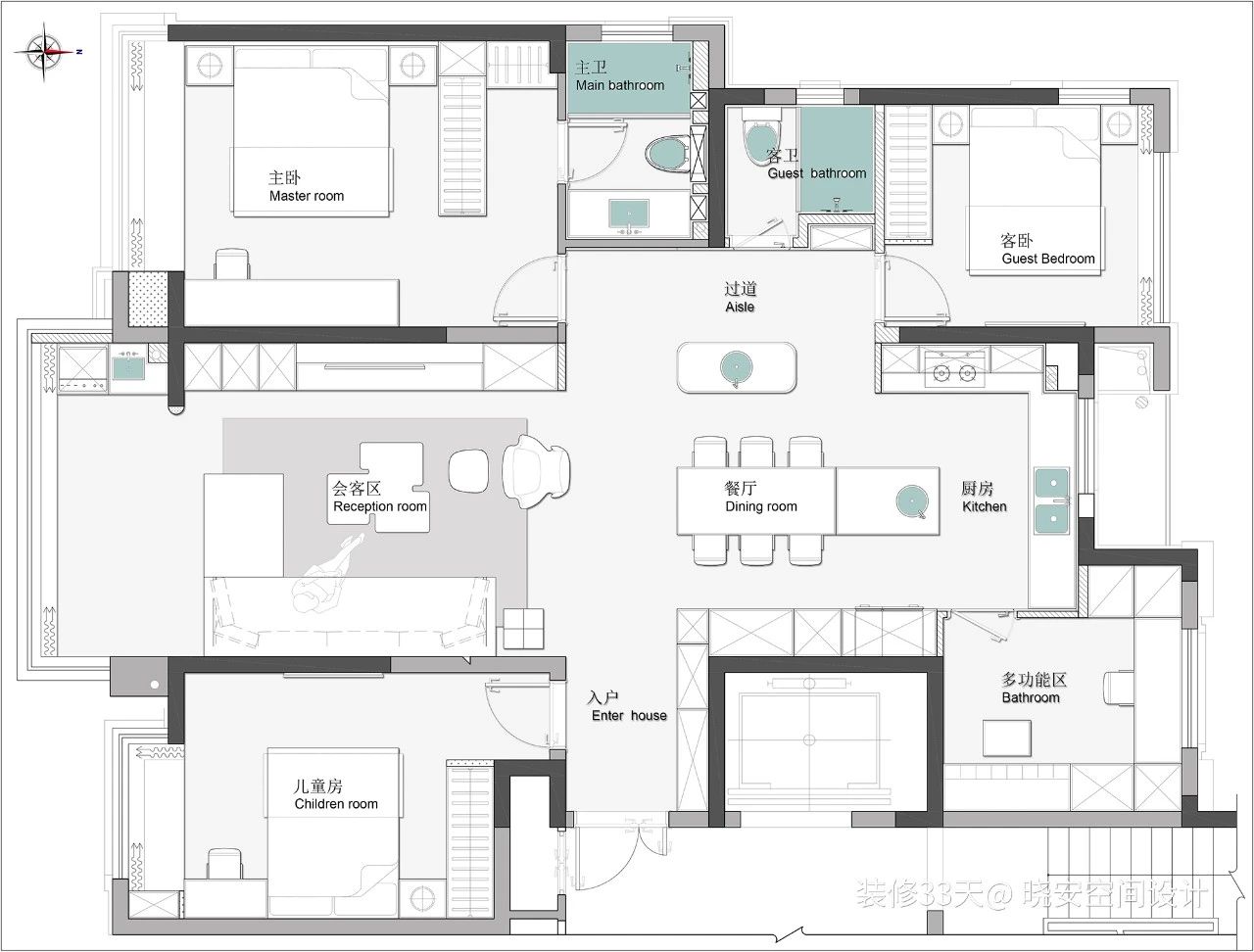 140 平现代简约四叶草四室丨中国盐城-2