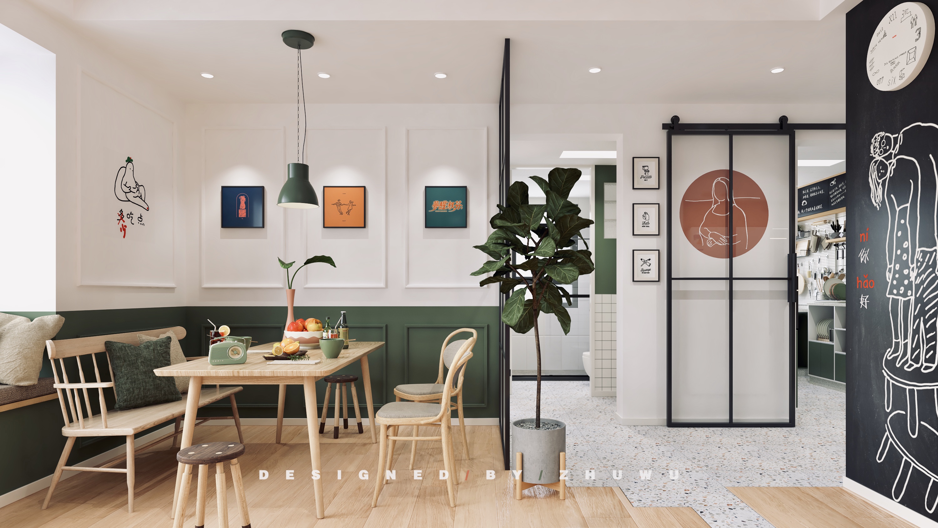 98㎡北欧复古混搭家装 | 低成本个性体验-24