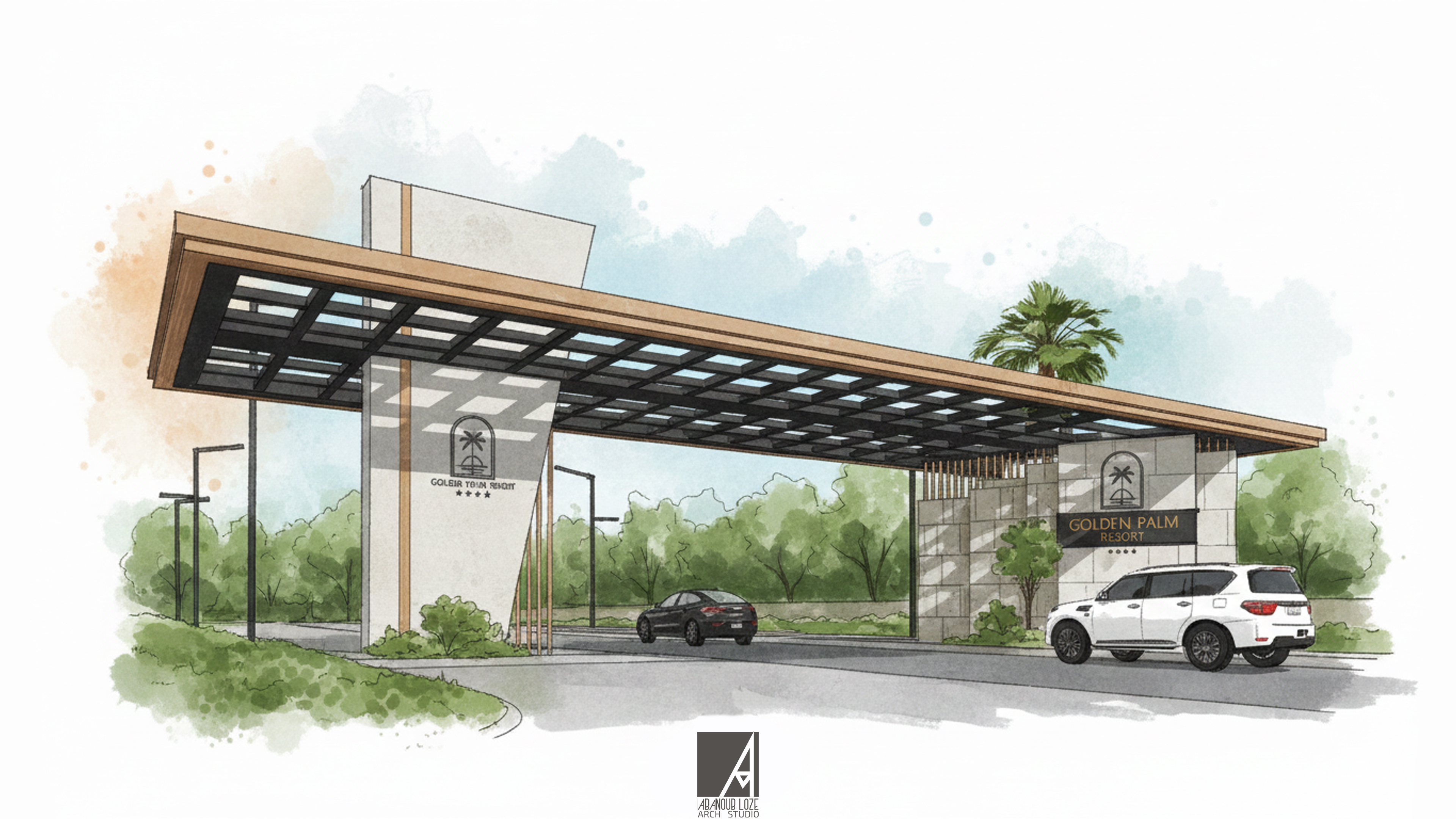 Golden Palm Resort Entrance - Architectural Design GATE-5