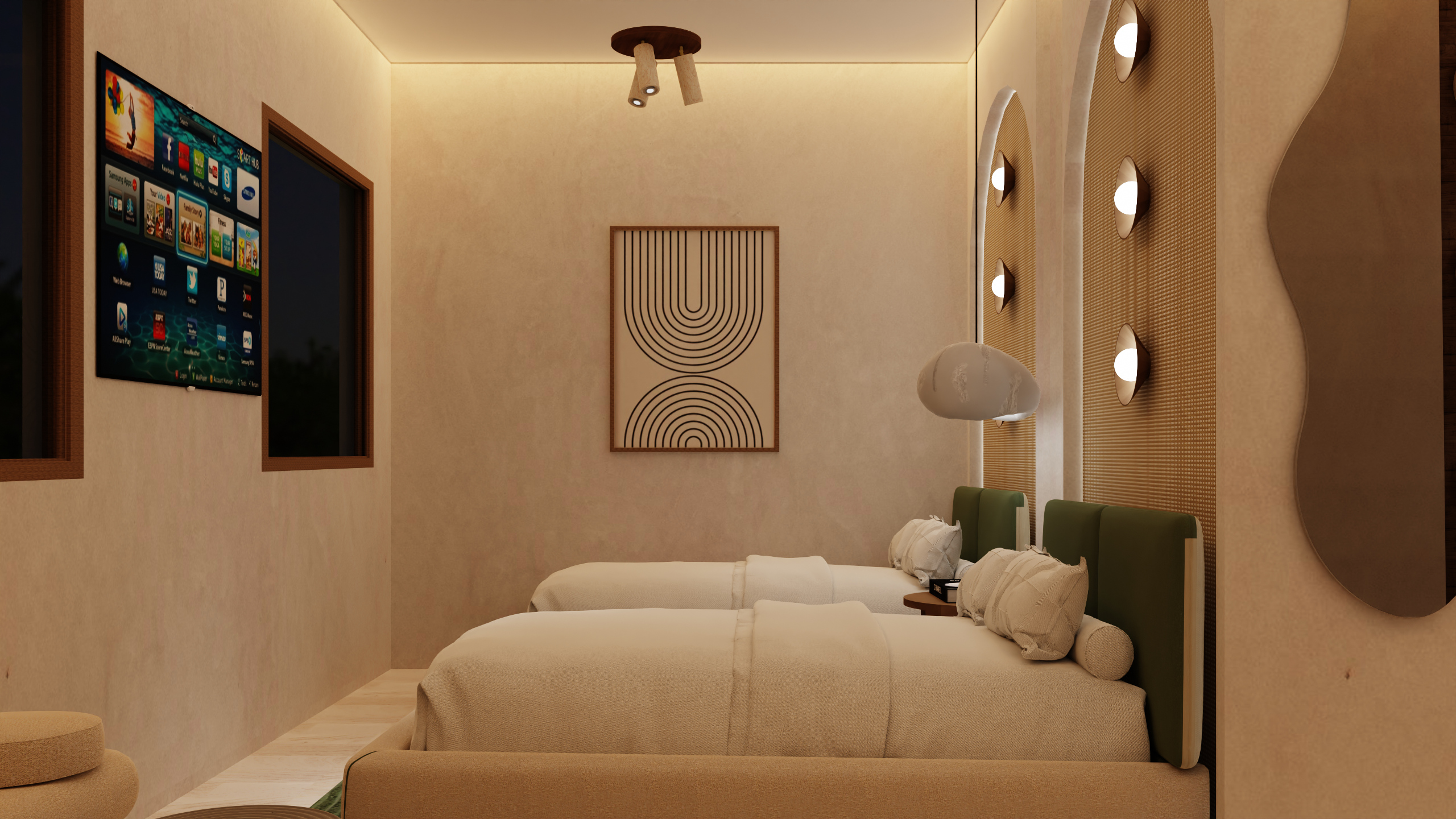 3D Rendering of a hotel room-2