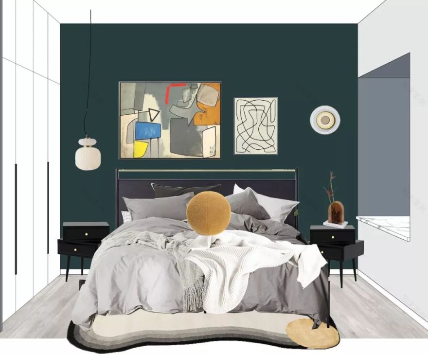 85㎡水电云立方套三双卫,绿色艺术空间的焕新设计-62