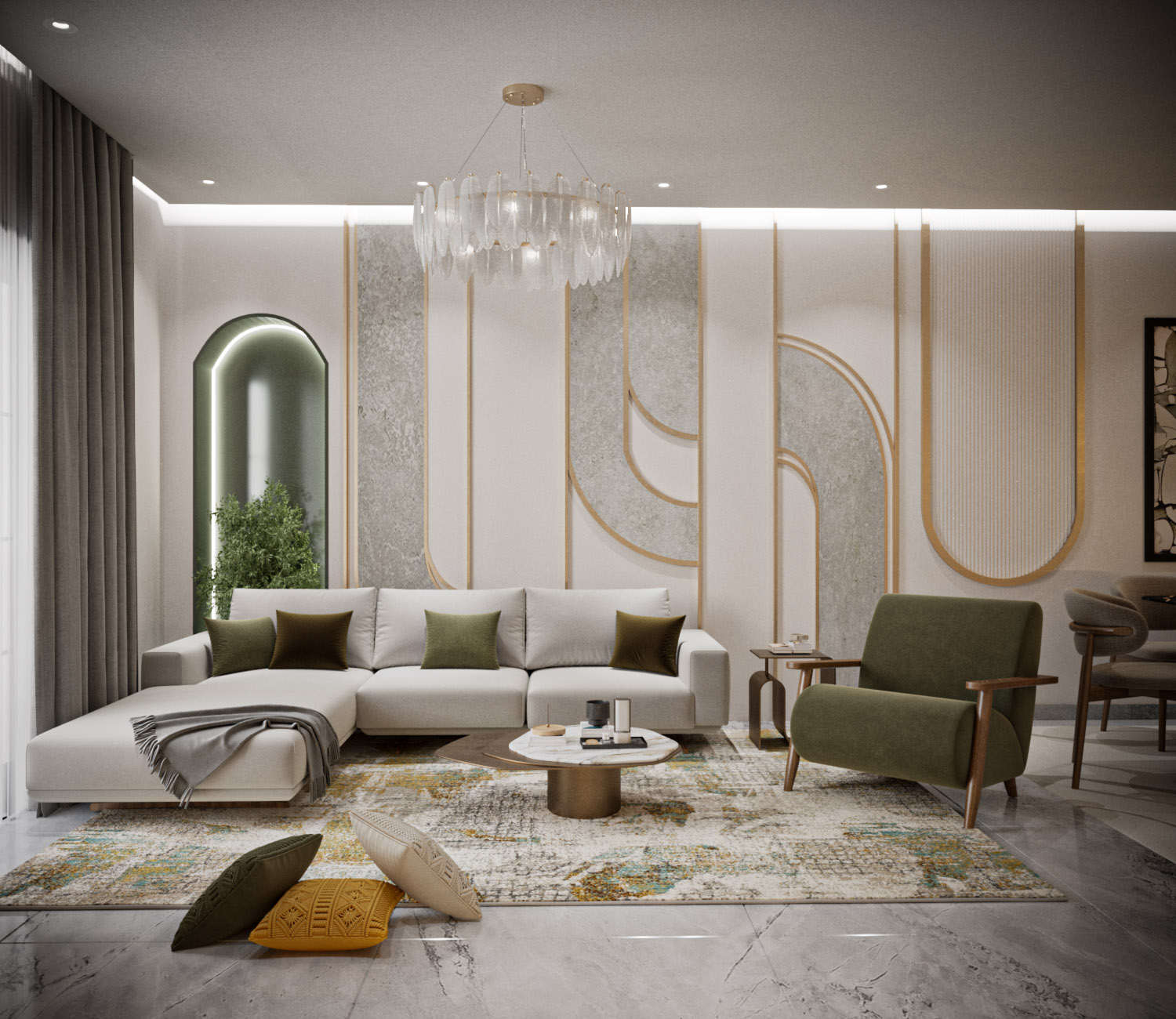 起居、厨房和用餐区丨OMNIA NASR AL SHAER-7