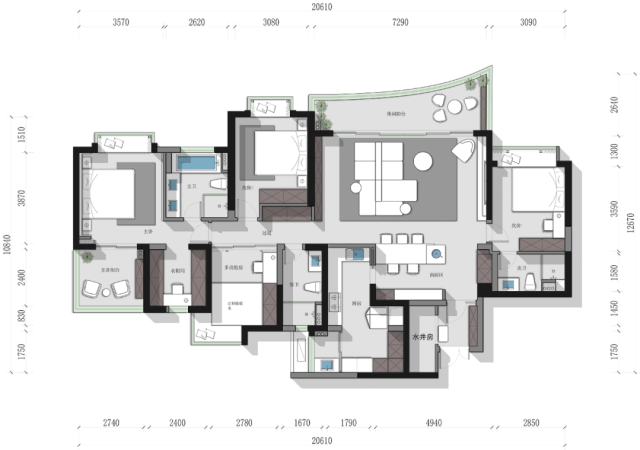 麓湖 200㎡精装房现代风改造丨中国成都丨可与设计-13
