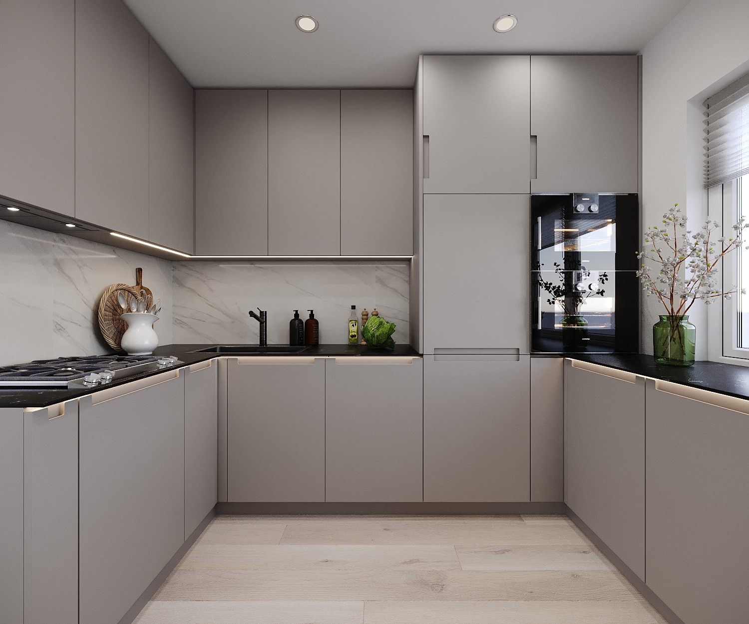 Taupe European kitchen design-0