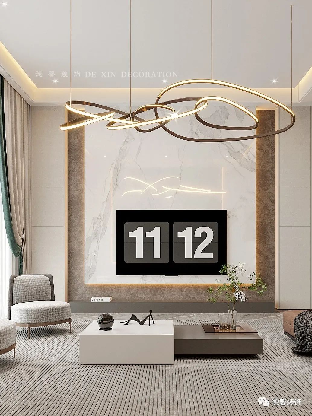 现代轻奢·两代人的温馨居所·峰湖御境别墅设计丨中国广州丨德馨装饰-14