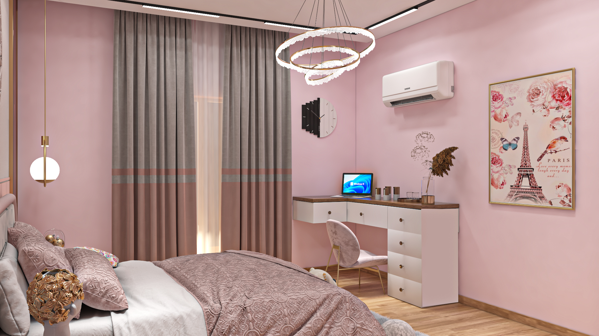 تصميم غرفه بنت بالتجمع الخامس girl room sth settlement-11