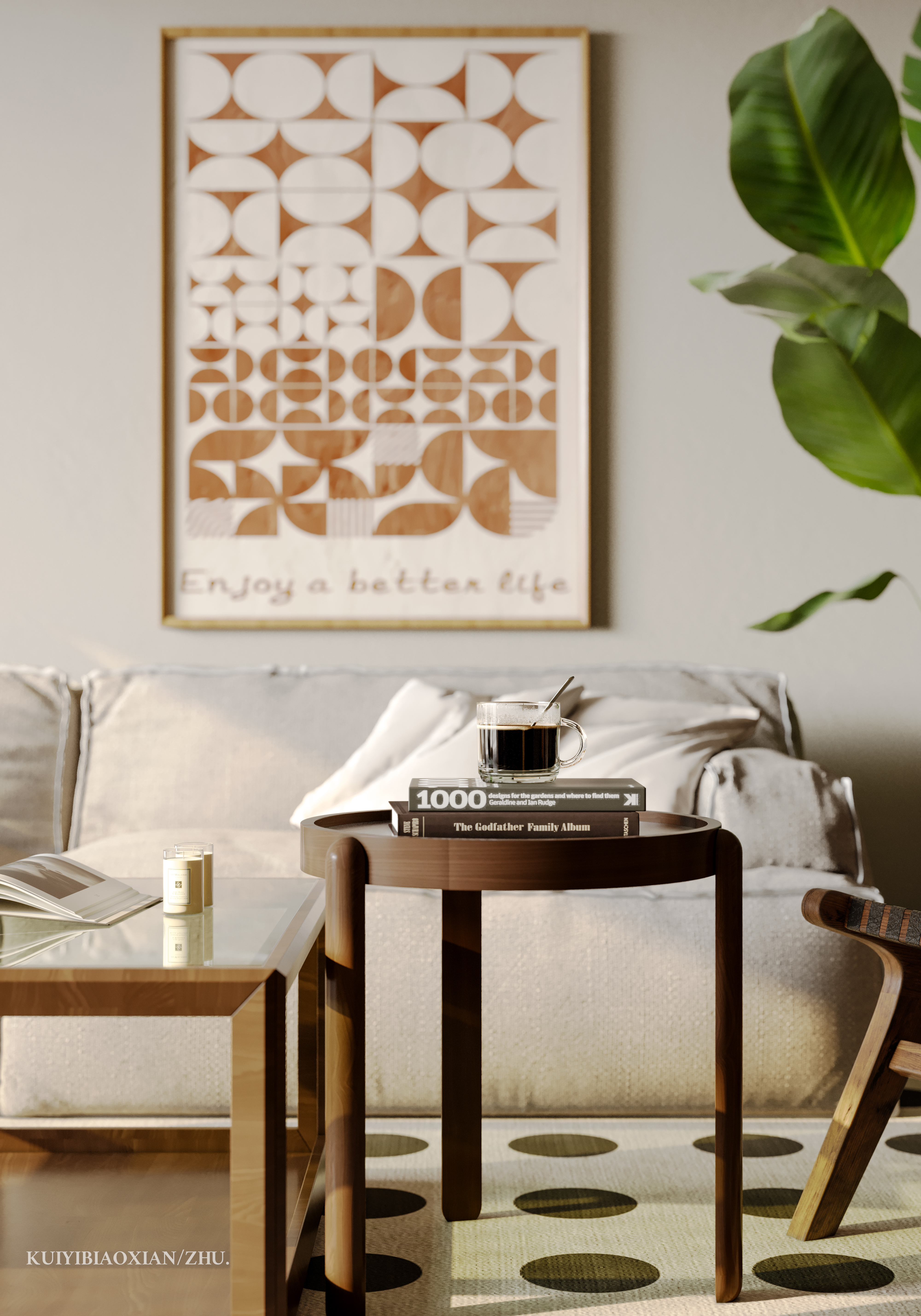 侘寂风客餐厅效果图-4