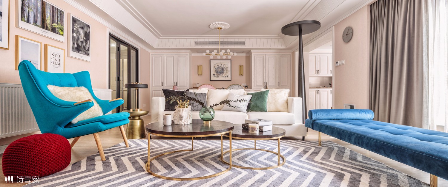 150㎡万科城市花园现代轻美式住宅  诗享家设计-3