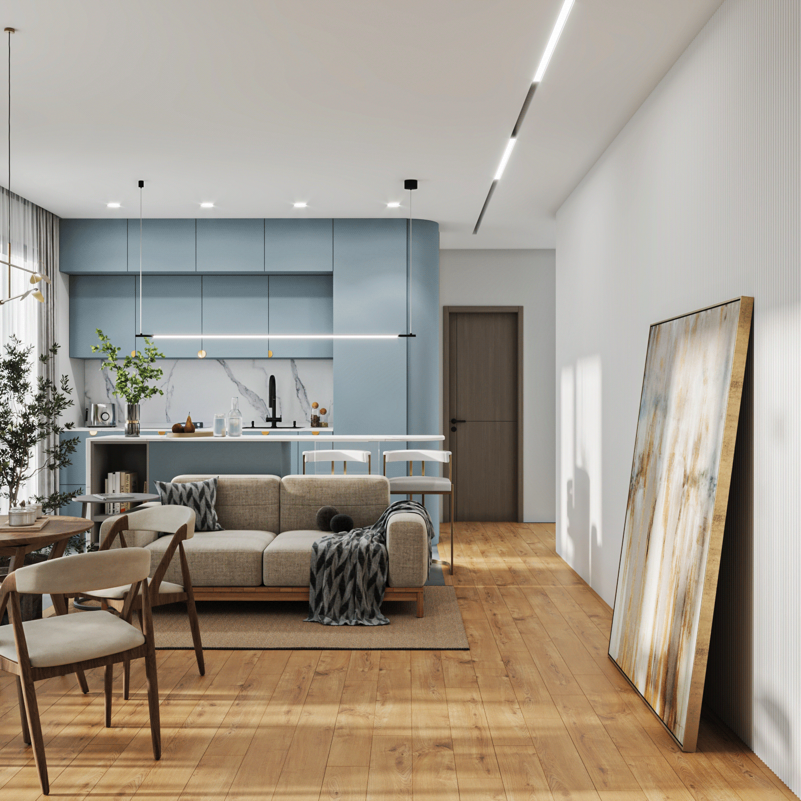 开放式厨房与客厅连厅设计 丨Elen Tsaturyan-2