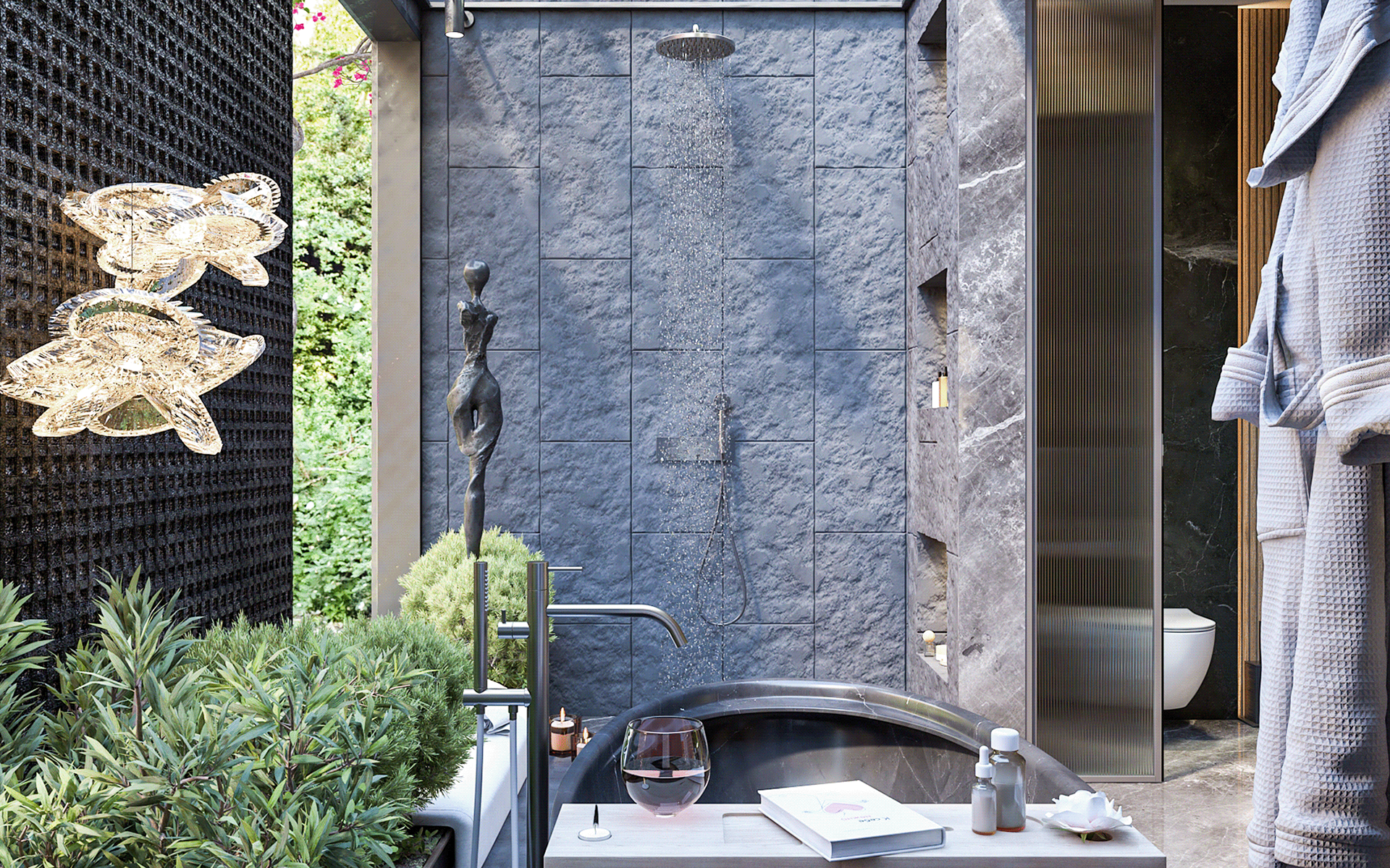 开罗主卧及开放式浴室与全景浴缸设计丨埃及开罗-6