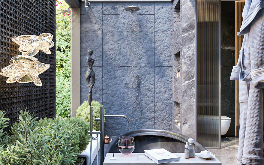 开罗主卧及开放式浴室与全景浴缸设计丨埃及开罗-6