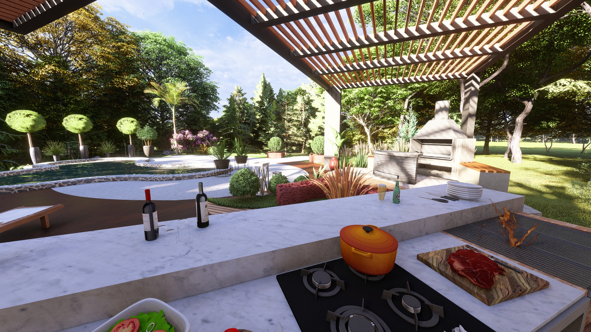 GARDEN DESIGN/ Covered Pool Side Deck-10