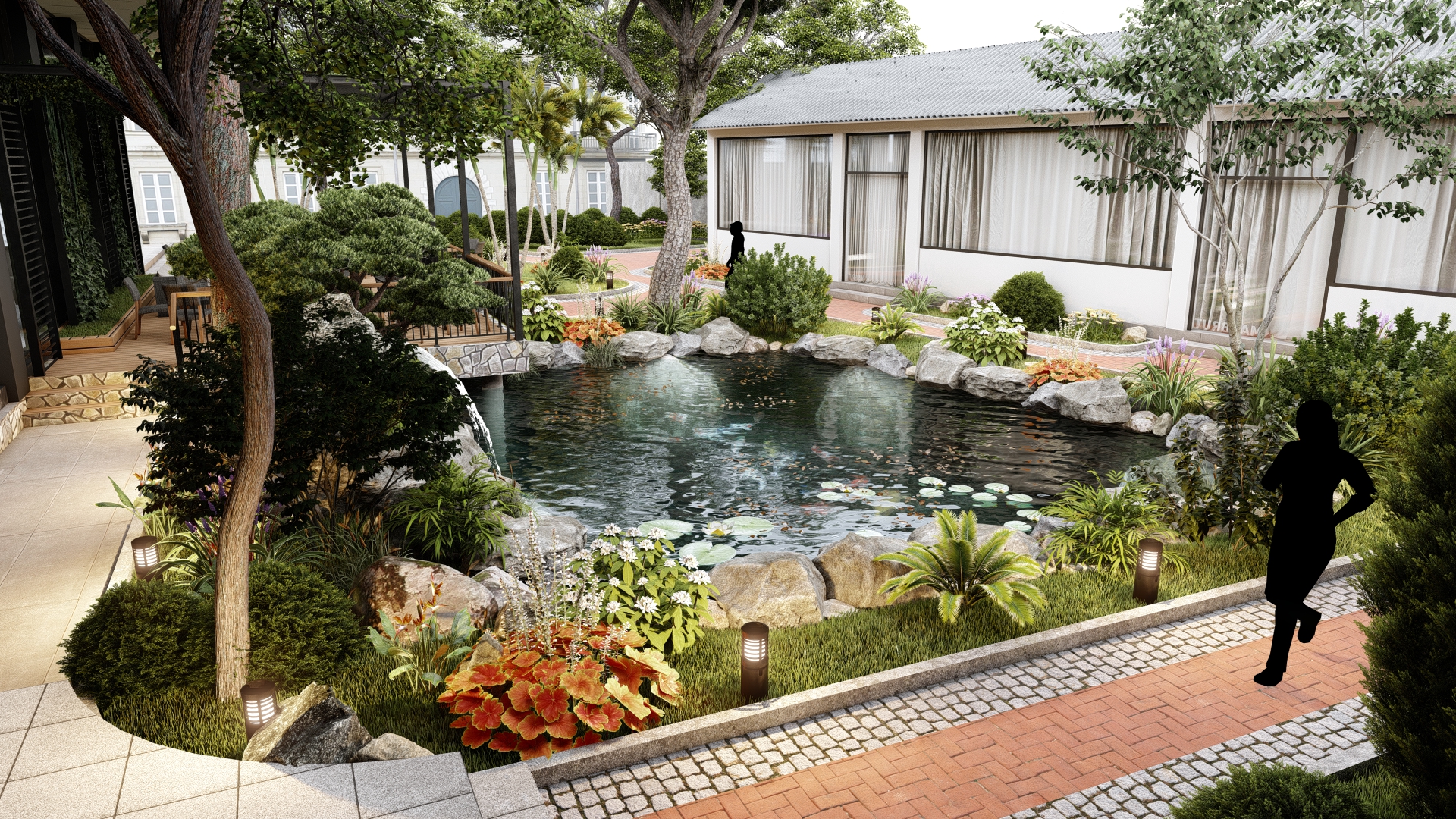 TIỂU CẢNH SÂN VƯỜN, HỒ CÁ-2