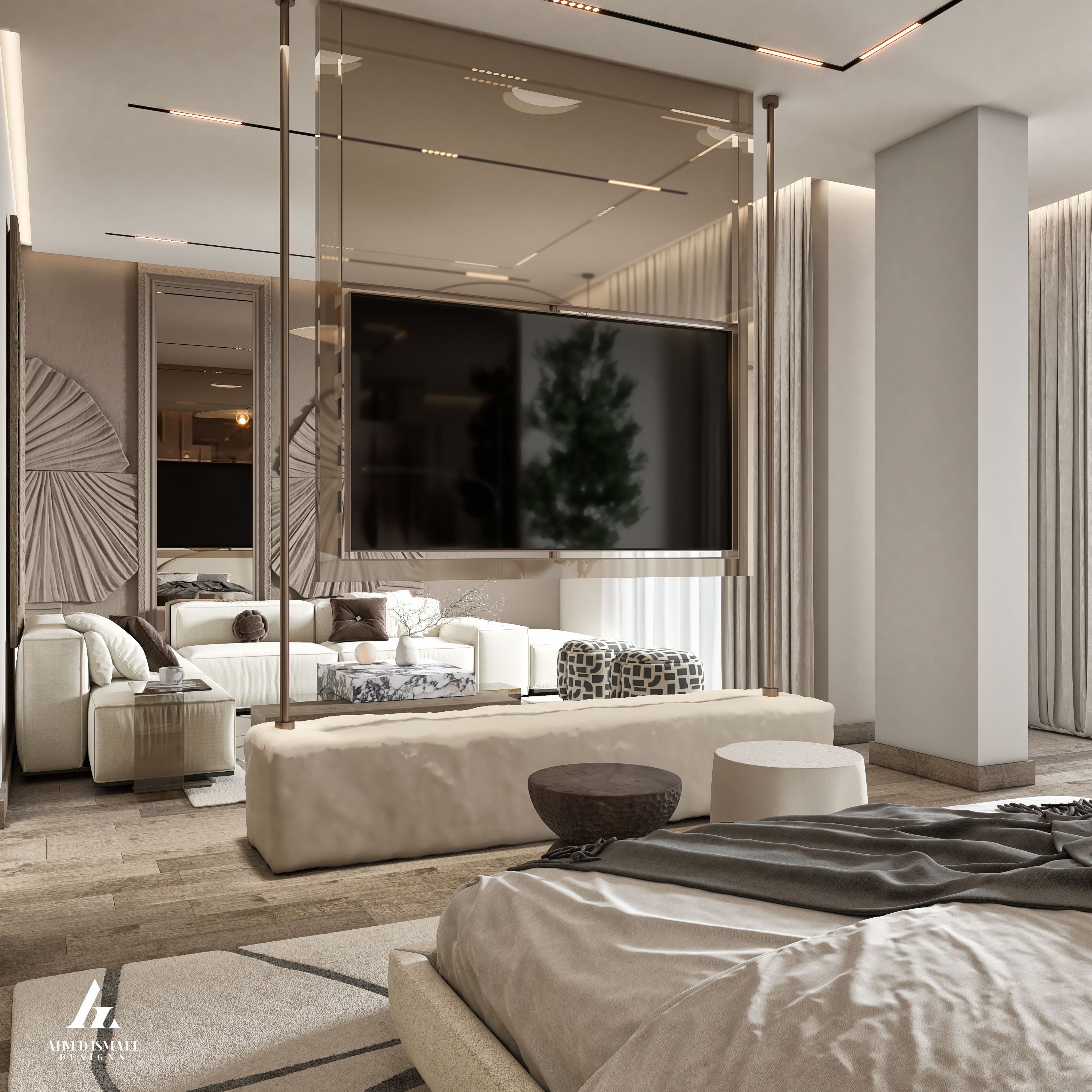 豪华现代主卧设计丨@ahmedismail_designs-9