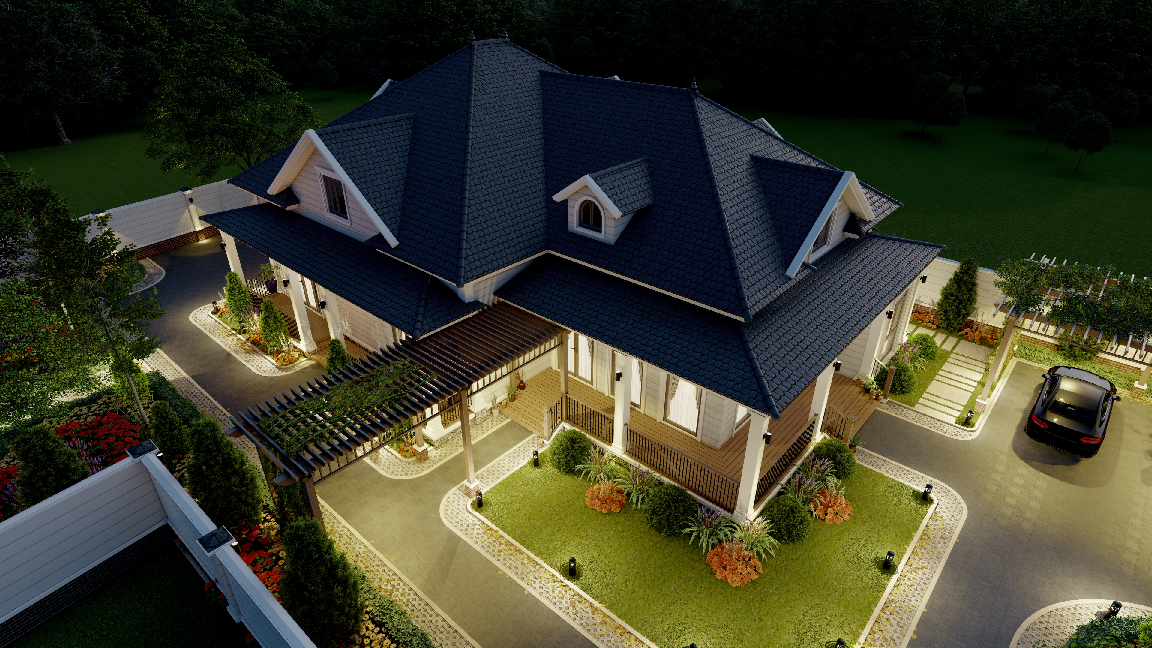 NHÀ VƯỜN NGHỈ DƯỞNG 14X21 - PHONG CÁCH VILLA KIỂU MĨ-25