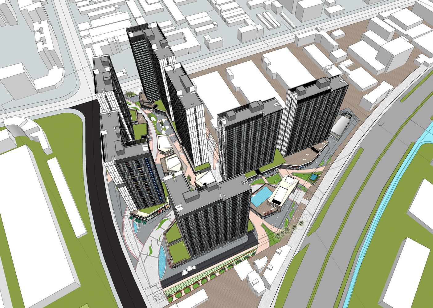 万科里现代商业街SU模型-7