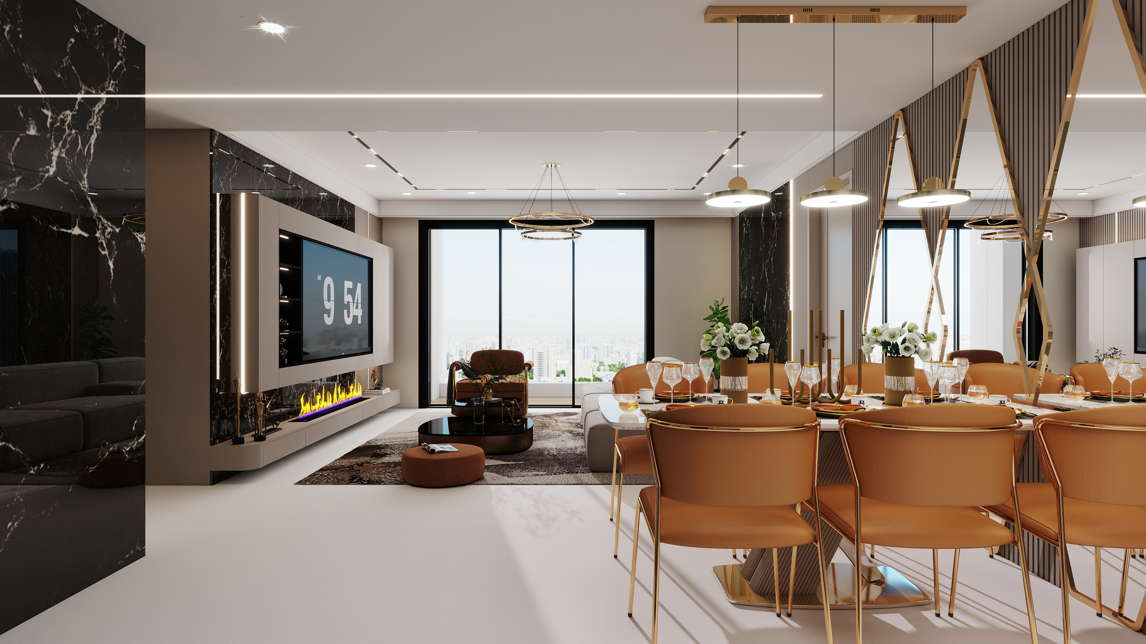 Small Kitchen , Living room , dining table, TV unit-0