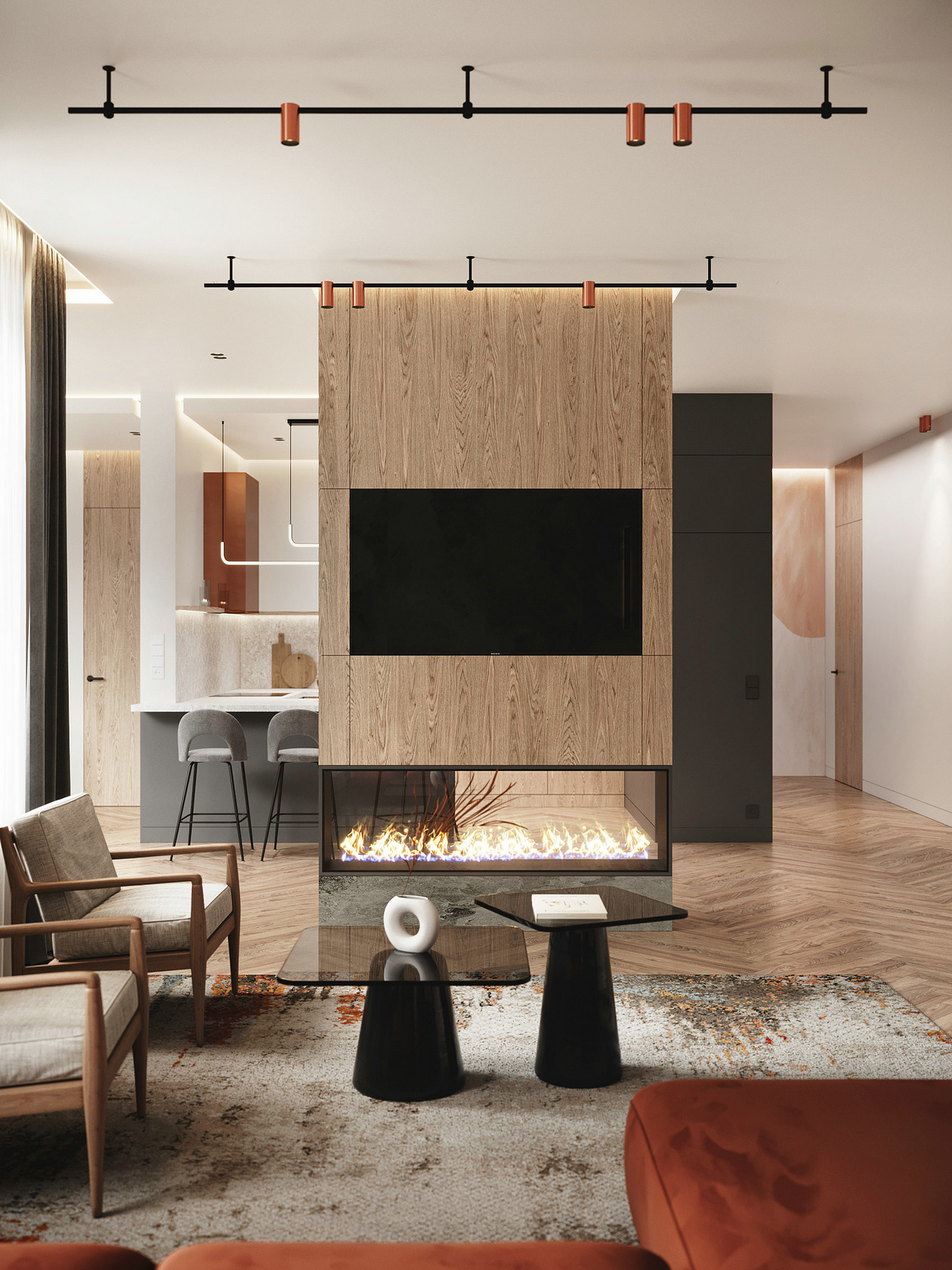 原木+橘色 室内设计-4